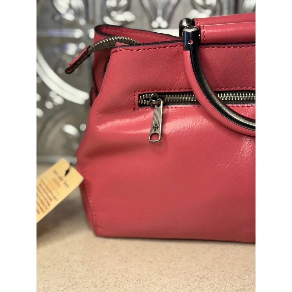 Patricia Nash Novara Satchel Petal Pink Leather Suede Weave Crossbody Bag OS